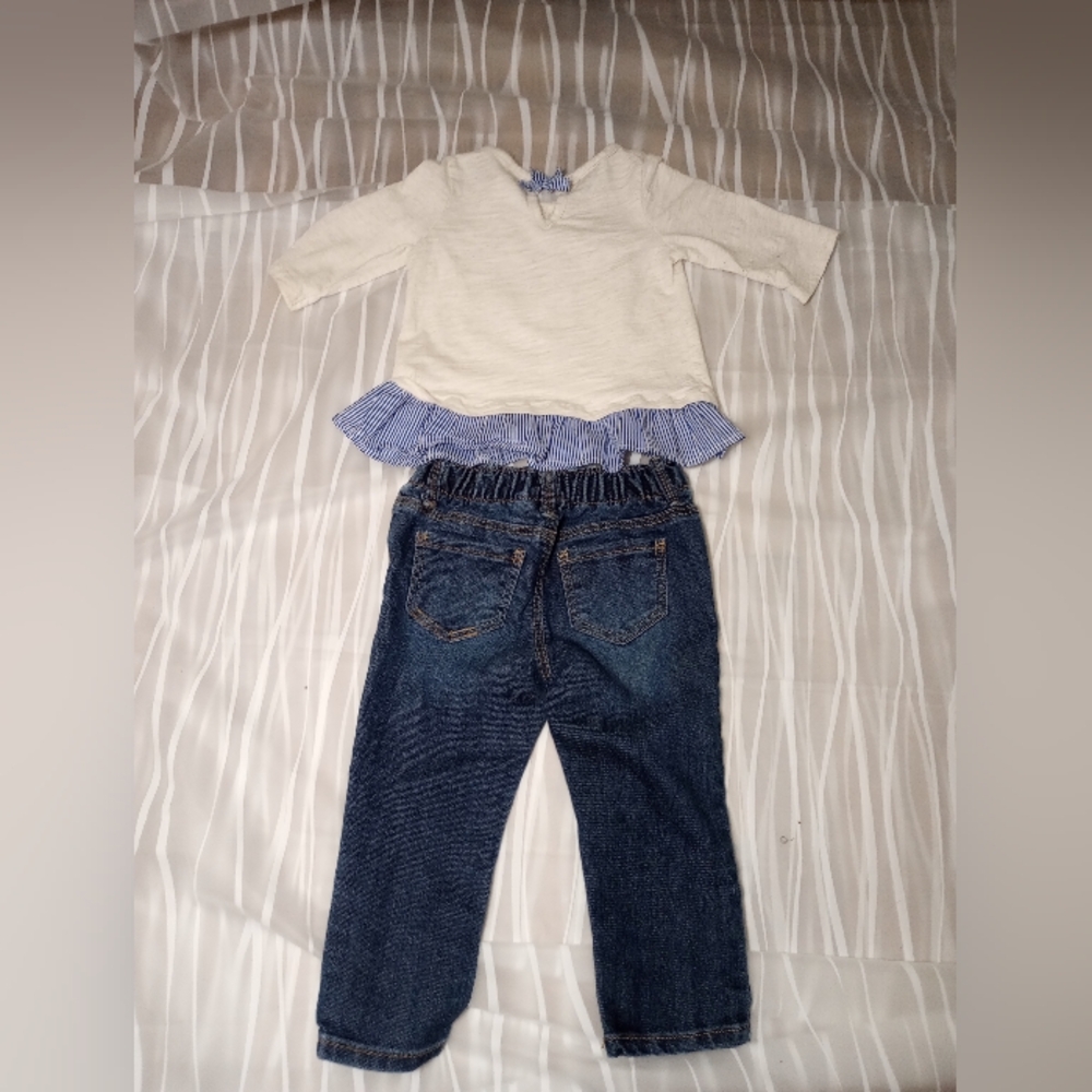 Oshkosh B'gosh Two piece Set Blue White Denim Size 18M - Picture 10 of 12